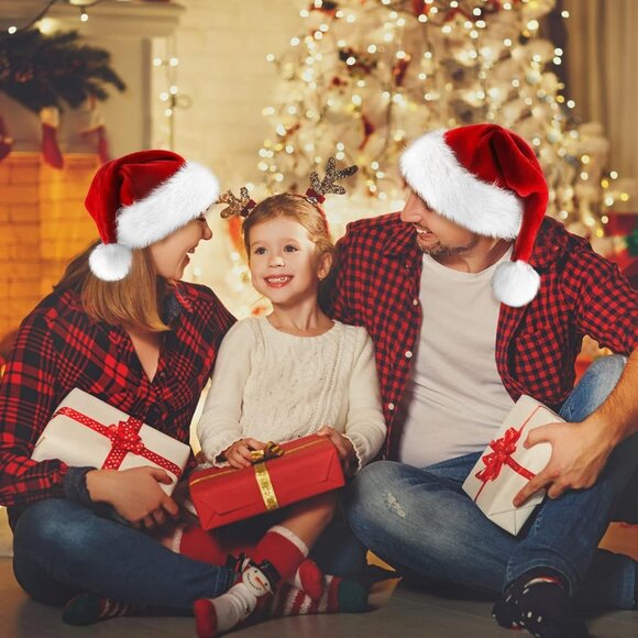 Luxurious Red Velvet Santa Hat for Adults - Extra Thick & Versatile Holiday Wear - Picture 7 of 7